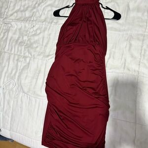 CBR Chic Backless Burgundy Dress